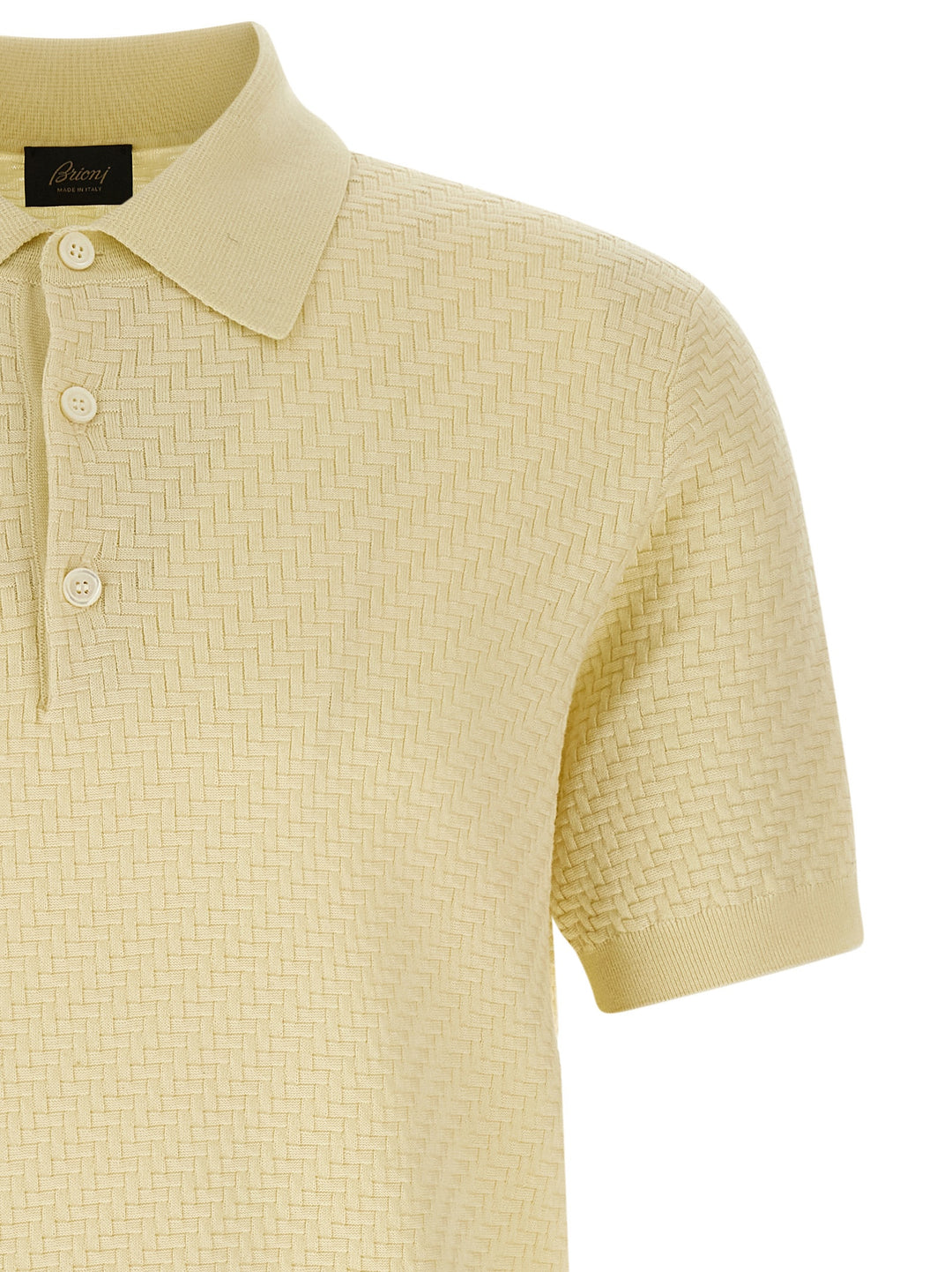 Brioni Weaving  Plot Polo - Yellow | e48652389f6cdd98615d18b6fa2e0eaddcb9cf7c