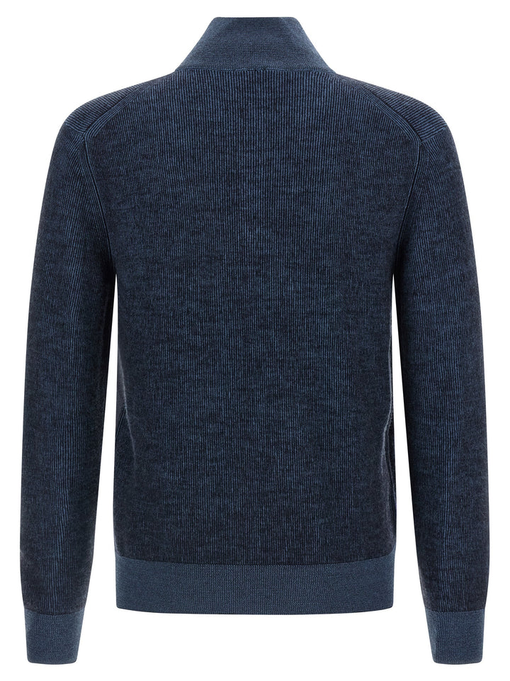 Brioni Half Zip Sweater Sweaters and Cardigans - Blue | 24a67402f907ef2006a21ae2c60b4aed669ce064