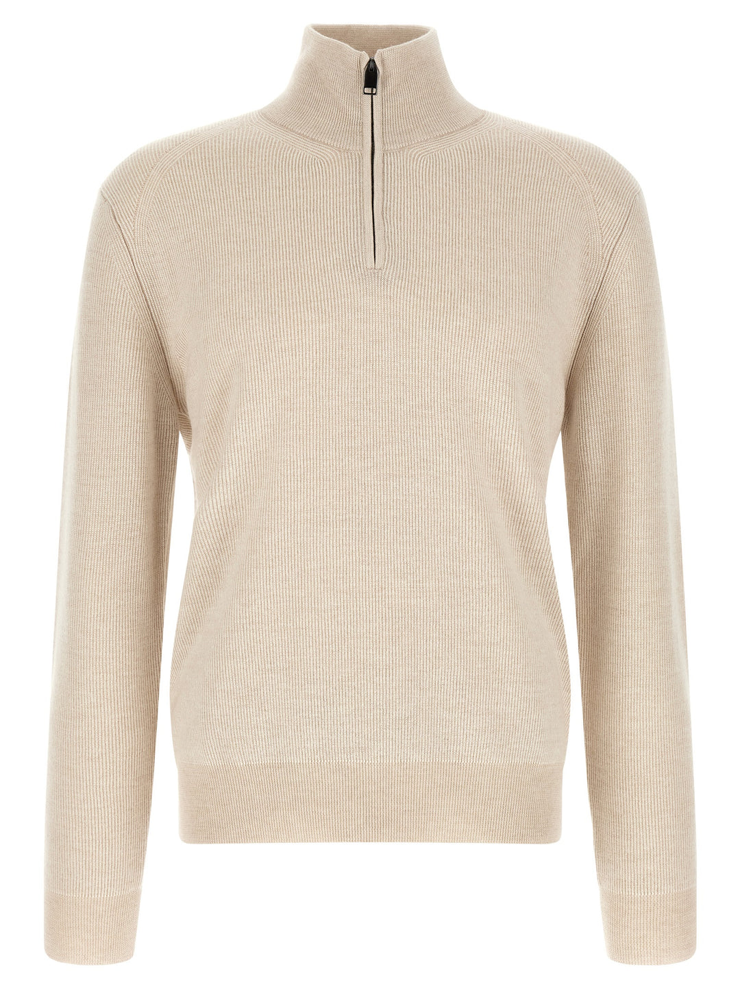 Brioni High Neck Sweater With Zip Sweatshirt - Beige | 9ad0938effa74c6c24efb90f0501939ce8d97e70