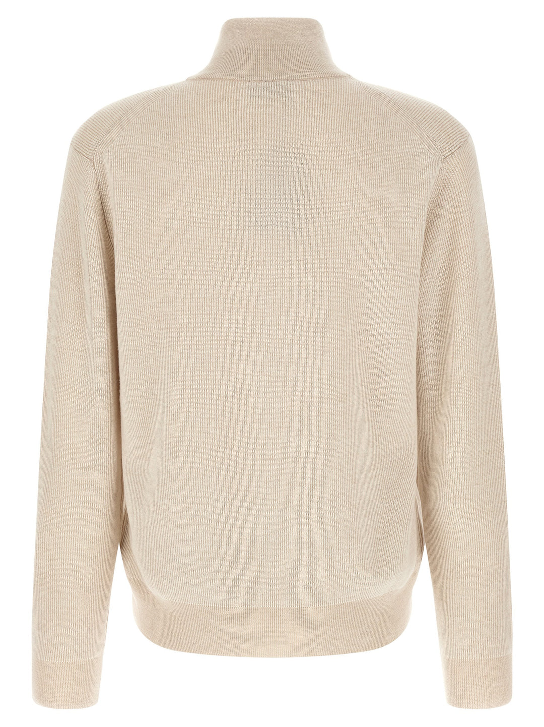 Brioni High Neck Sweater With Zip Sweatshirt - Beige | ae477429b5ab11cd66094e01619be58f221a7530