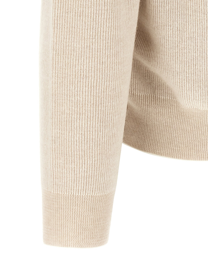 Brioni High Neck Sweater With Zip Sweatshirt - Beige | ec3ee30d45c9e382c99ff61f668214fbbcafa826