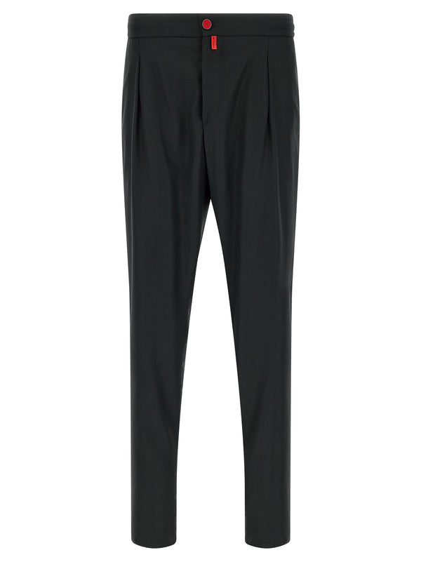 Red Button Pants Gray