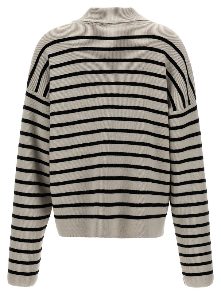 Striped Polo Sweater Sweater, Cardigans White/Black