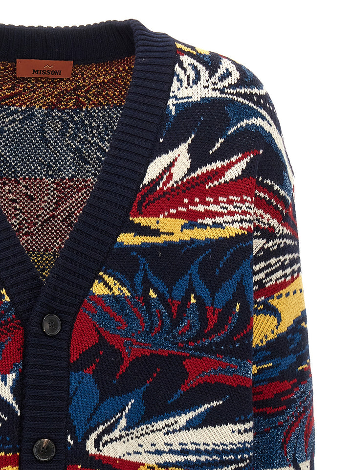 Jacquard Patterned Cardigan Sweater, Cardigans Multicolor