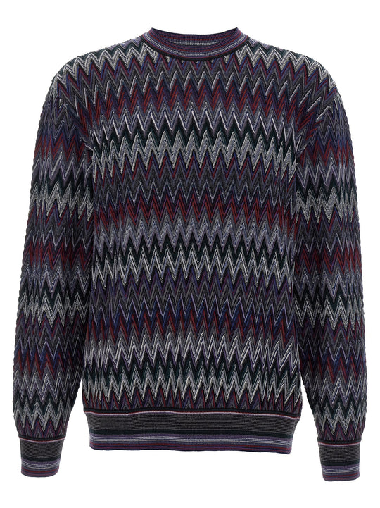 Zigzag Pattern Sweater Sweaters And Cardigans Blue