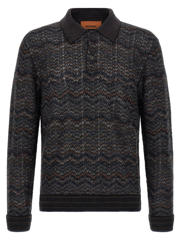 Knitted Polo Shirt Sweaters And Cardigans Multicolor