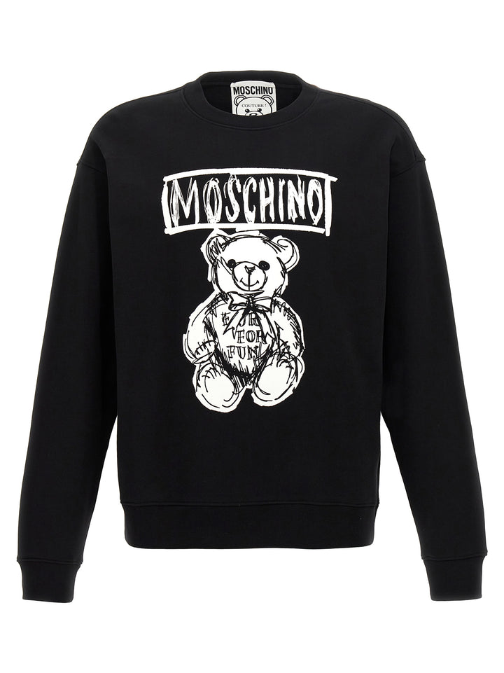 Logo Print Sweatshirt Sweater, Cardigans White/Black