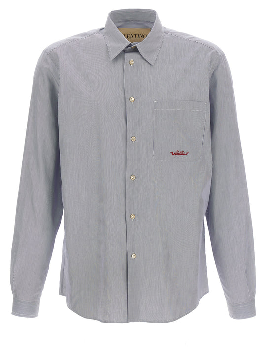 Valentino Garavani Striped Shirt Shirt And Blouse Light Blue