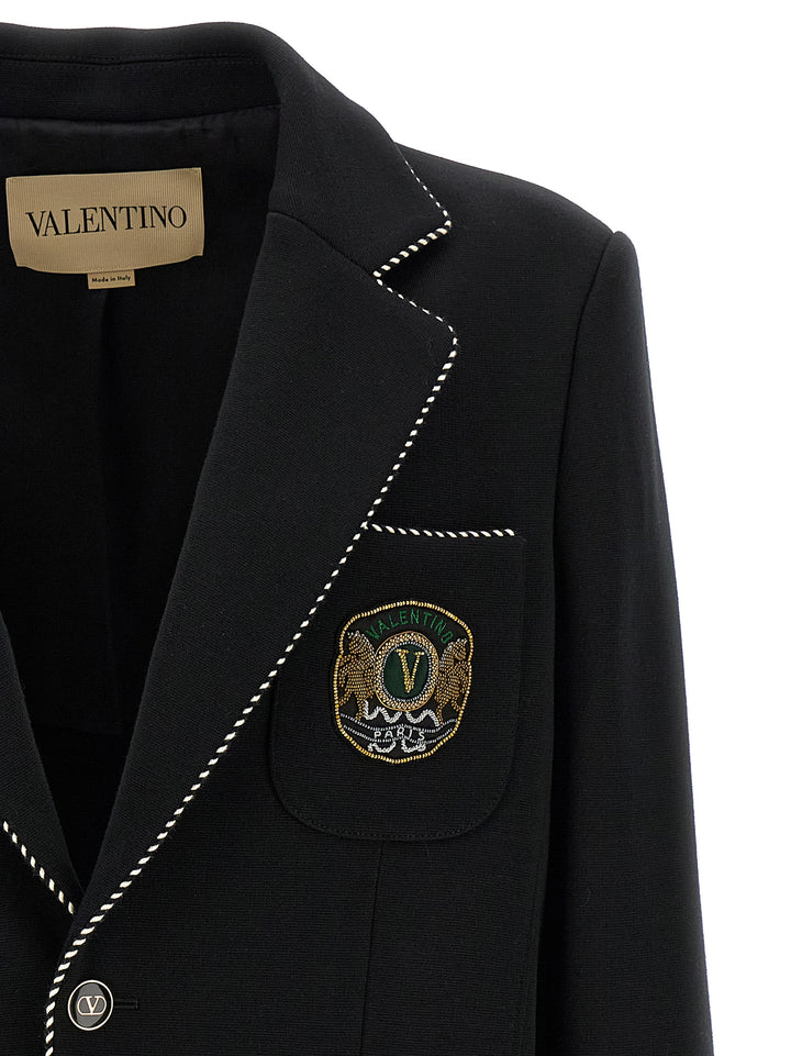 Valentino Garavani Valentino Garavini Single-Breasted Blazer - Black | e3e4483c70b5ea76180333ce6e6e954a893a1458