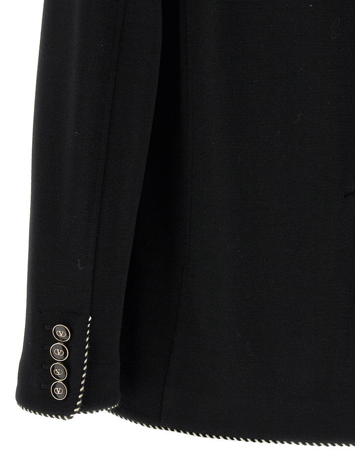 Valentino Garavani Valentino Garavini Single-Breasted Blazer - Black | 7a66d8b7f3d35a61fa54204ece21f07b1f0d09c0