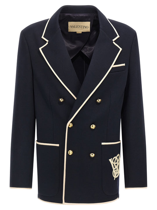 Valentino Garavani Double-Breasted Blazer Blue