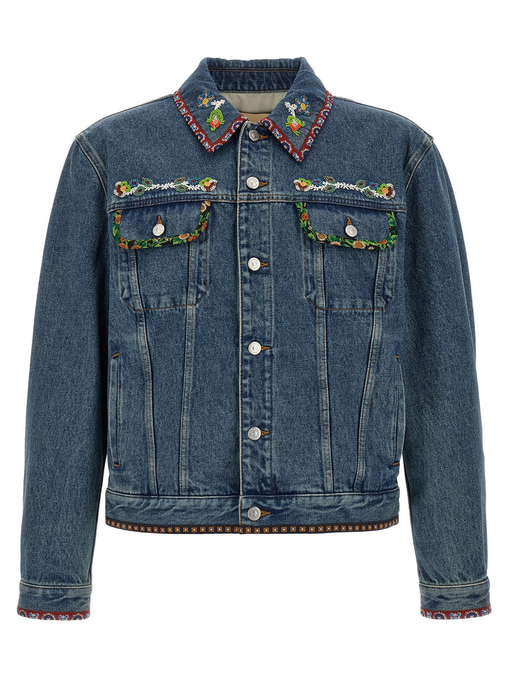 Valentino Garavani Valentino Garavani Denim Jacket Puffer Jackets - Blue | 927c3aba9b9f35af33d00196c96c2670a8600396