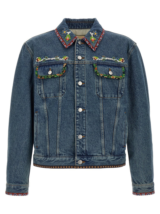 Valentino Garavani Denim Jacket Puffer Jackets Blue
