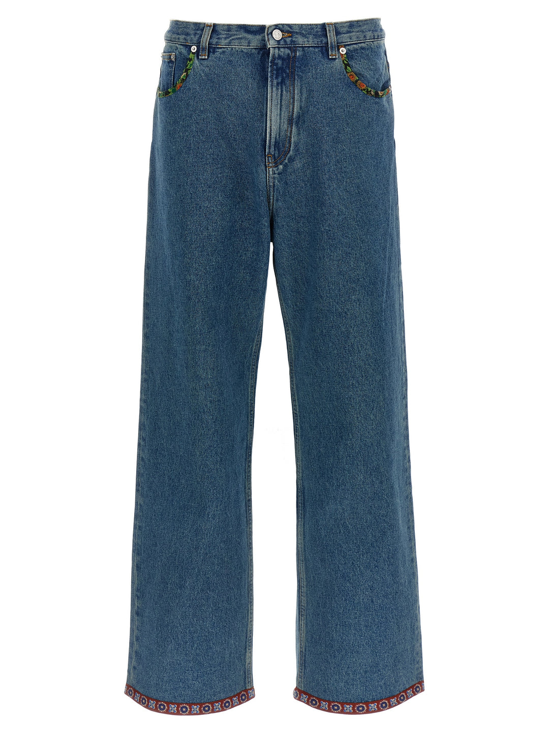 Valentino Garavani Valentino Garavani Floral Insert Jeans - Blue | 9a2532cd56e9f6cc48cc3a8c8371db6583a18b56