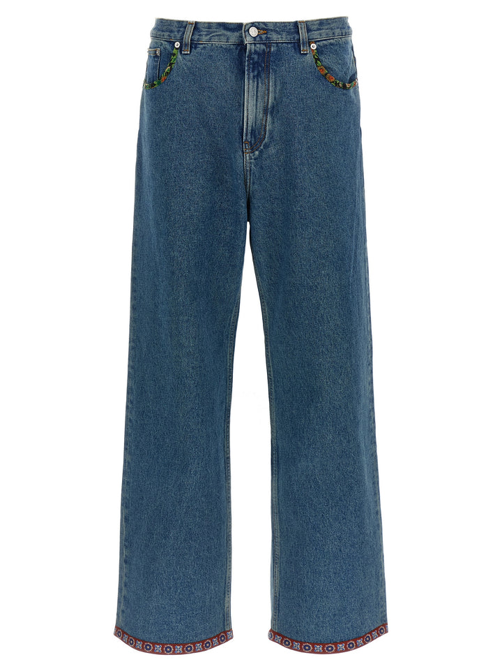 Valentino Garavani Valentino Garavani Floral Insert Jeans - Blue | 9a2532cd56e9f6cc48cc3a8c8371db6583a18b56