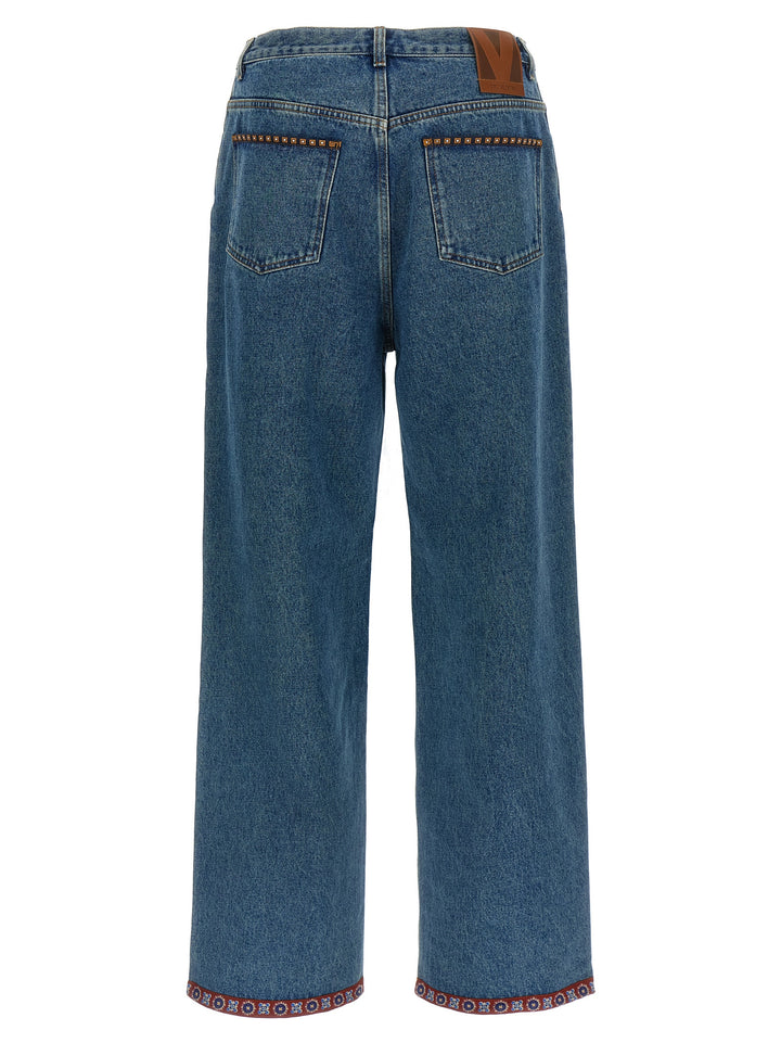 Valentino Garavani Valentino Garavani Floral Insert Jeans - Blue | c2d9d42ad95f7c2bf88e084f36107c8b13593857