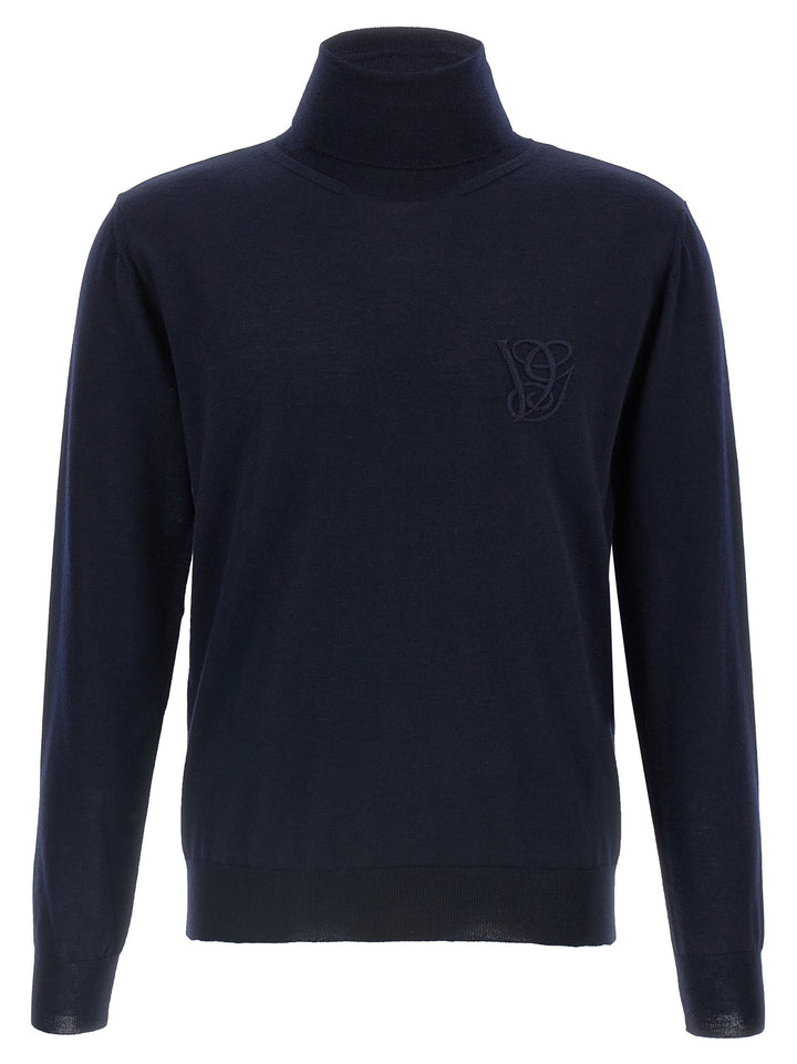 Valentino Garavani Valentino Garavani Turtleneck With Vg Embroidery Sweaters and Cardigans - Blue | 0e04e8c10b99c566bdaab809582c524cab9f4648