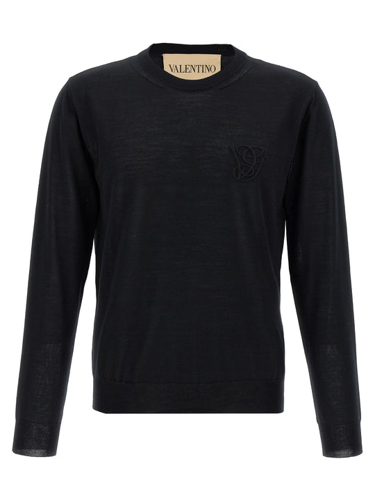 Valentino Garavani Logo Embroidery Sweater Sweaters And Cardigans Black