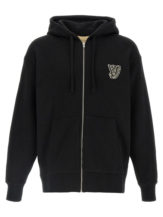 Valentino Garavani Hoodie Vg Patch Sweatshirt Black