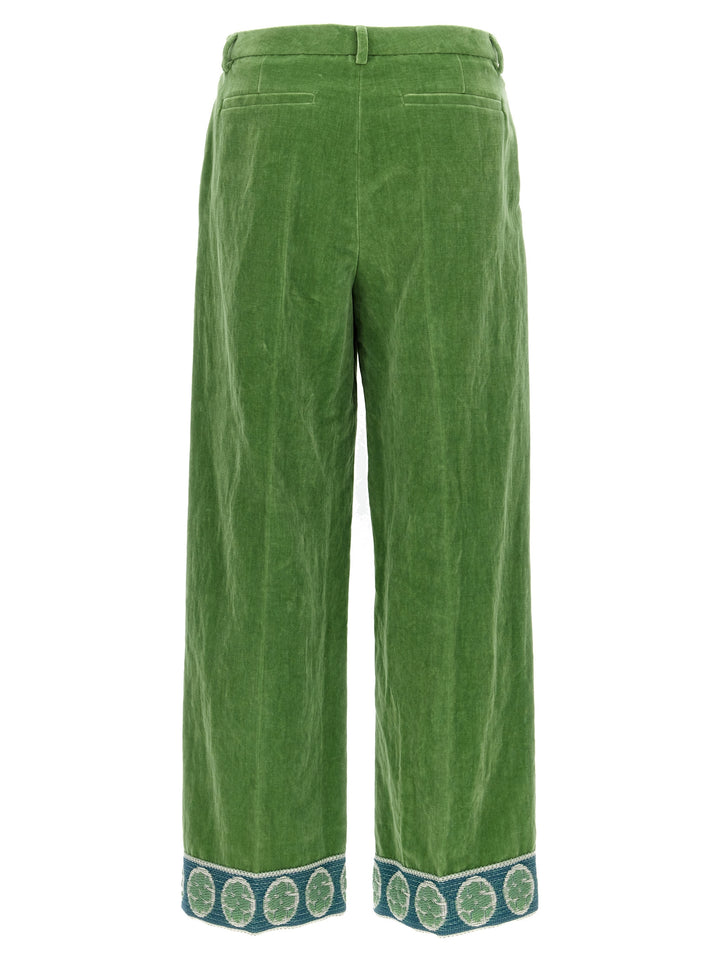 Valentino Garavani Velvet Trousers Pants Green