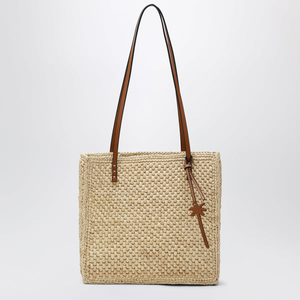 Beige Raffia Tote Bag