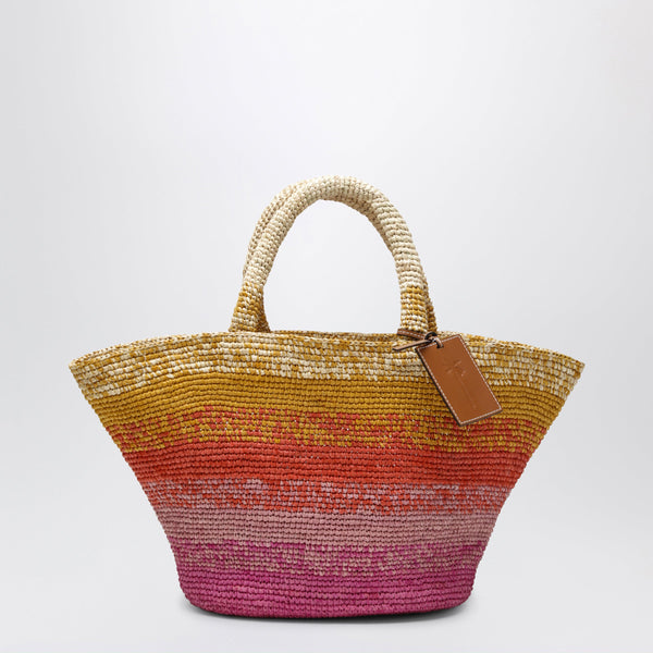 Sunset Glow Panier Bag In Raffia