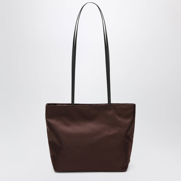 Spaghetti Tote Bag In Brown Satin Nylon