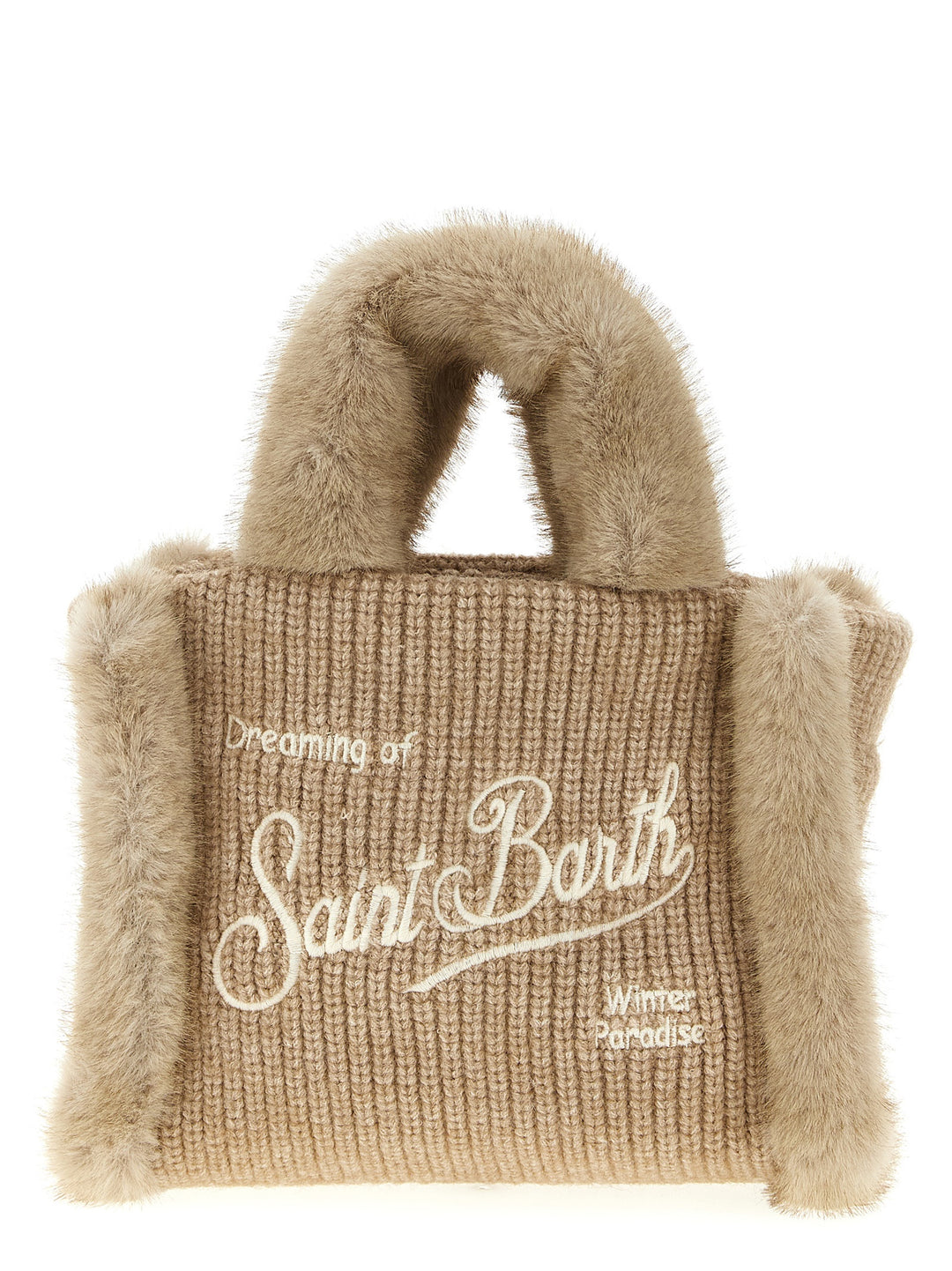 Mc2 Saint Barth Vanity Mini Shearling Rib Hand Bags - Beige | 9784d2bae23463ee041ae339dc89c35039dc7b54
