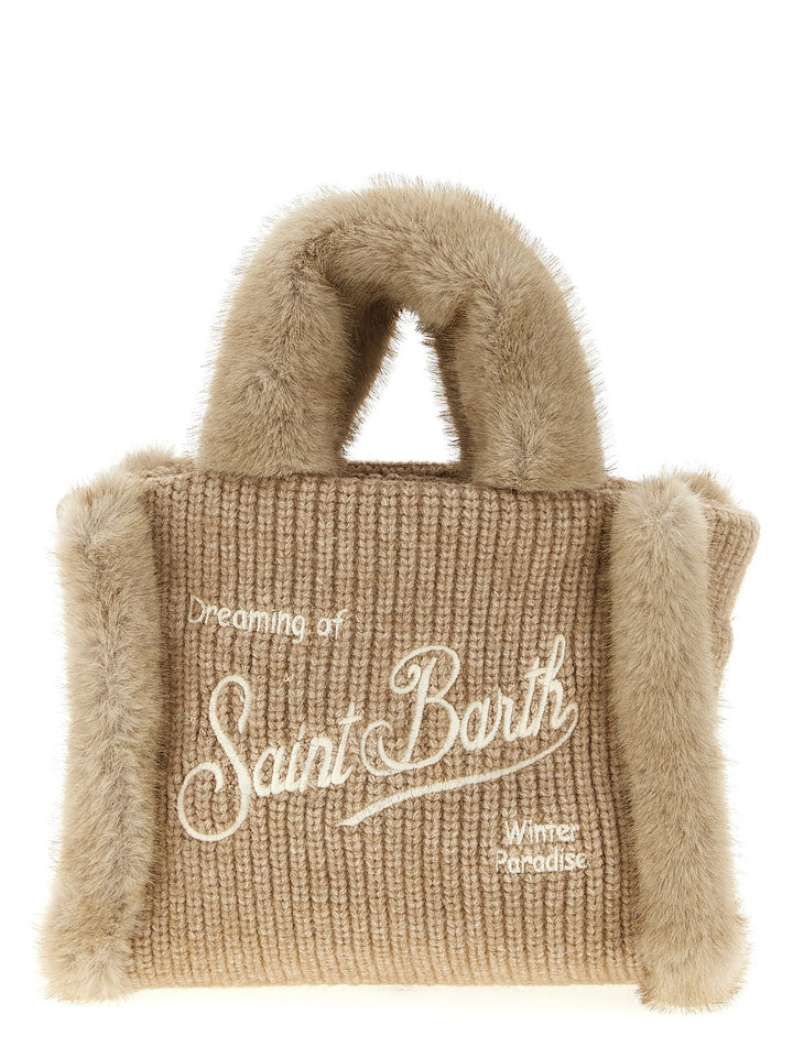Mc2 Saint Barth Vanity Mini Shearling Rib Hand Bags - Beige | 9784d2bae23463ee041ae339dc89c35039dc7b54