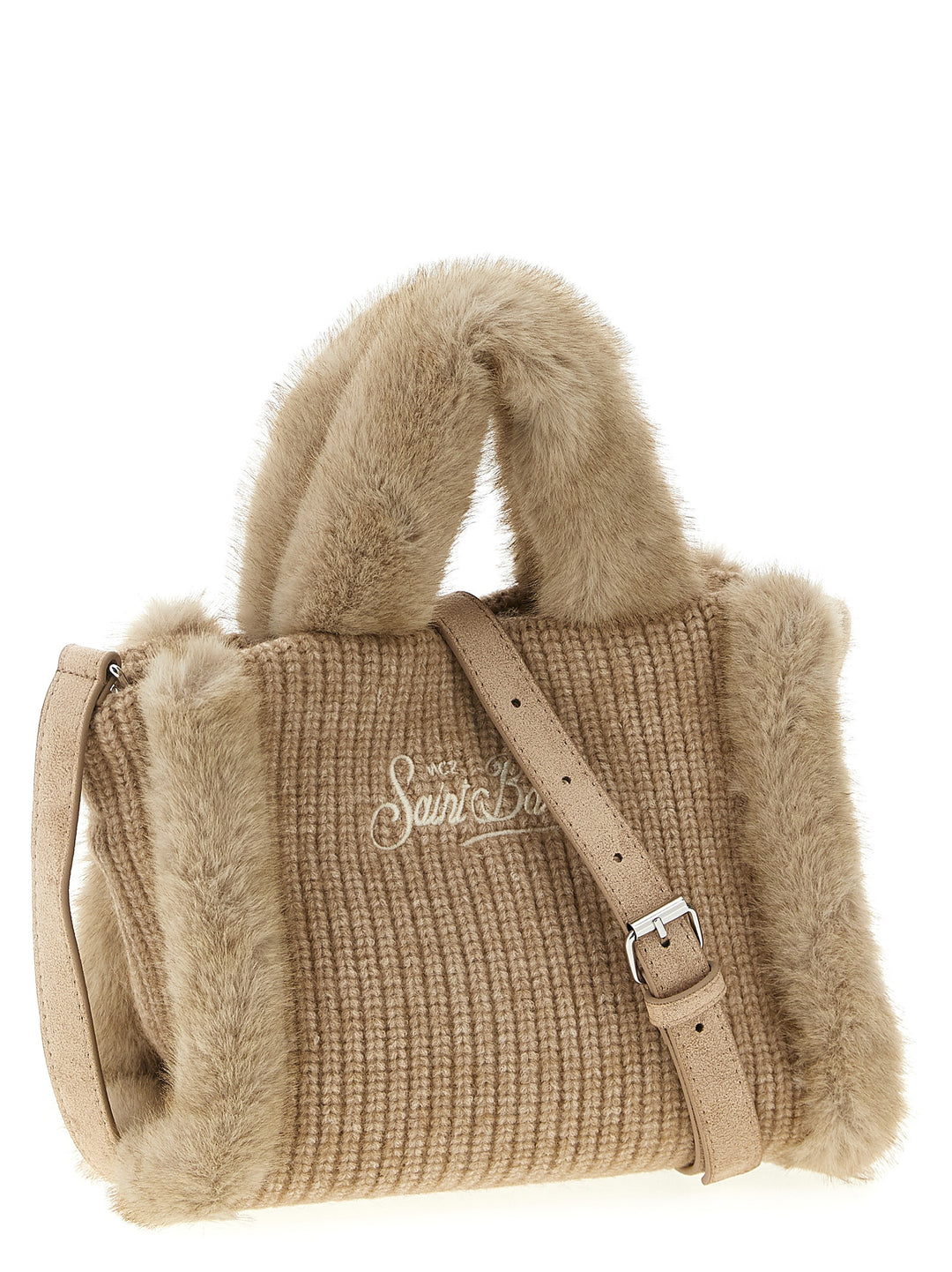 Mc2 Saint Barth Vanity Mini Shearling Rib Hand Bags - Beige | af5a9757a7b451b324df4f4d0fa5fc5016a73d94