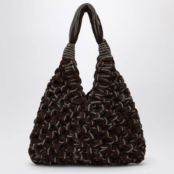Vannifique Crystal Bag In Brown Velvet