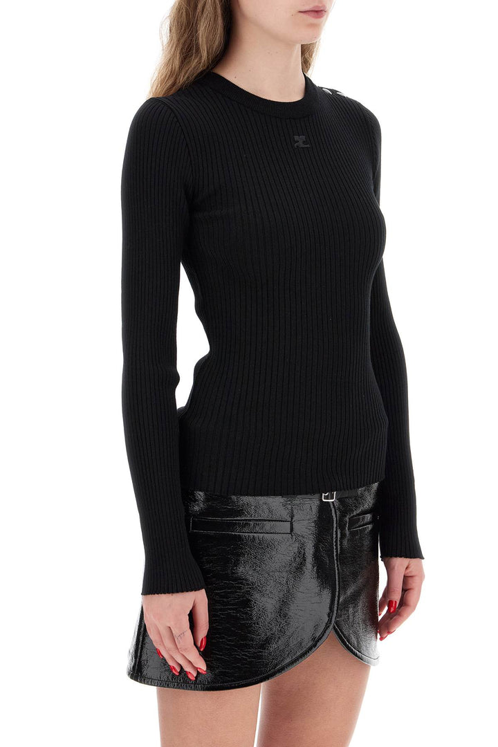 'Ribbed Stretch Knit Pullover Sweater