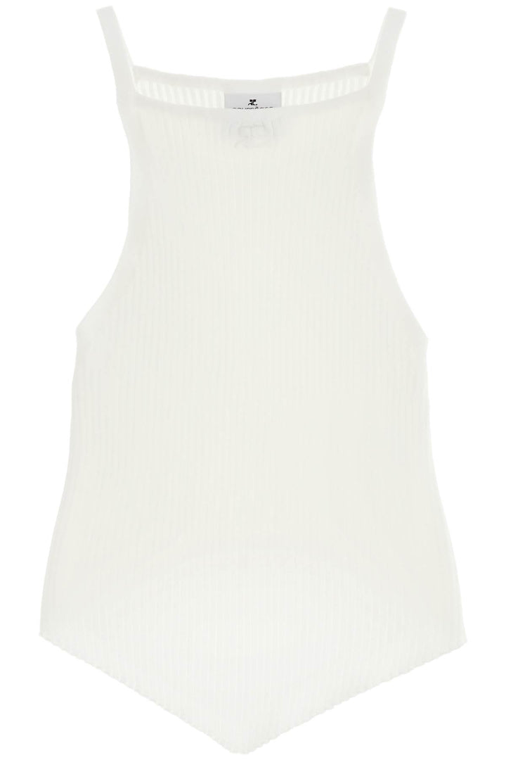 'Ribbed Knit Tank Top With Pointed Hem