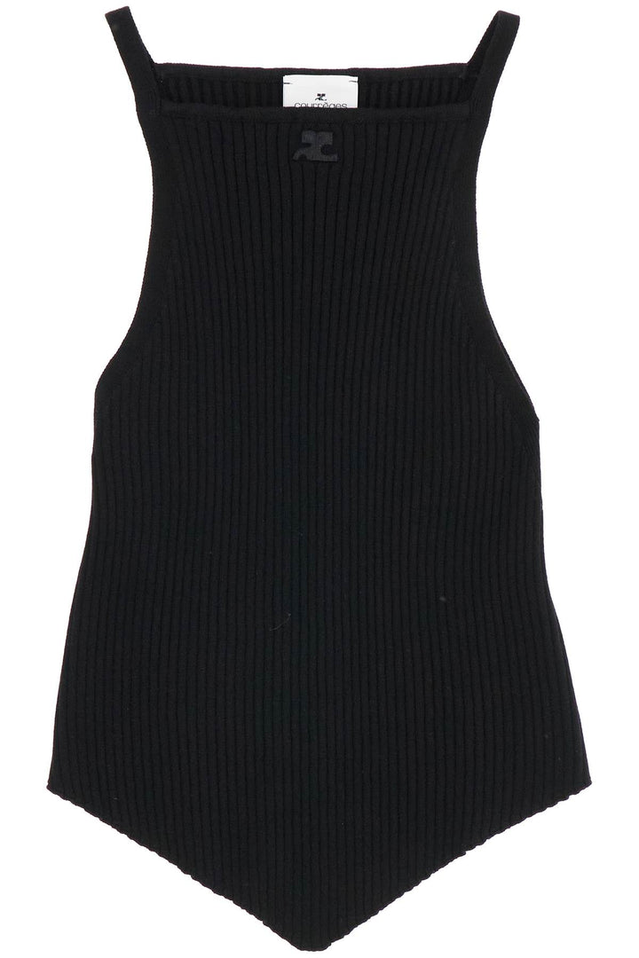 'Ribbed Knit Tank Top With Pointed Hem