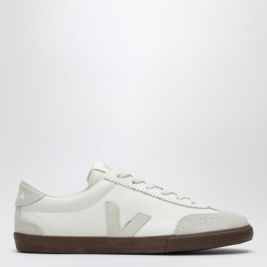 Volley Sneakers In White Leather And Light Beige Suede