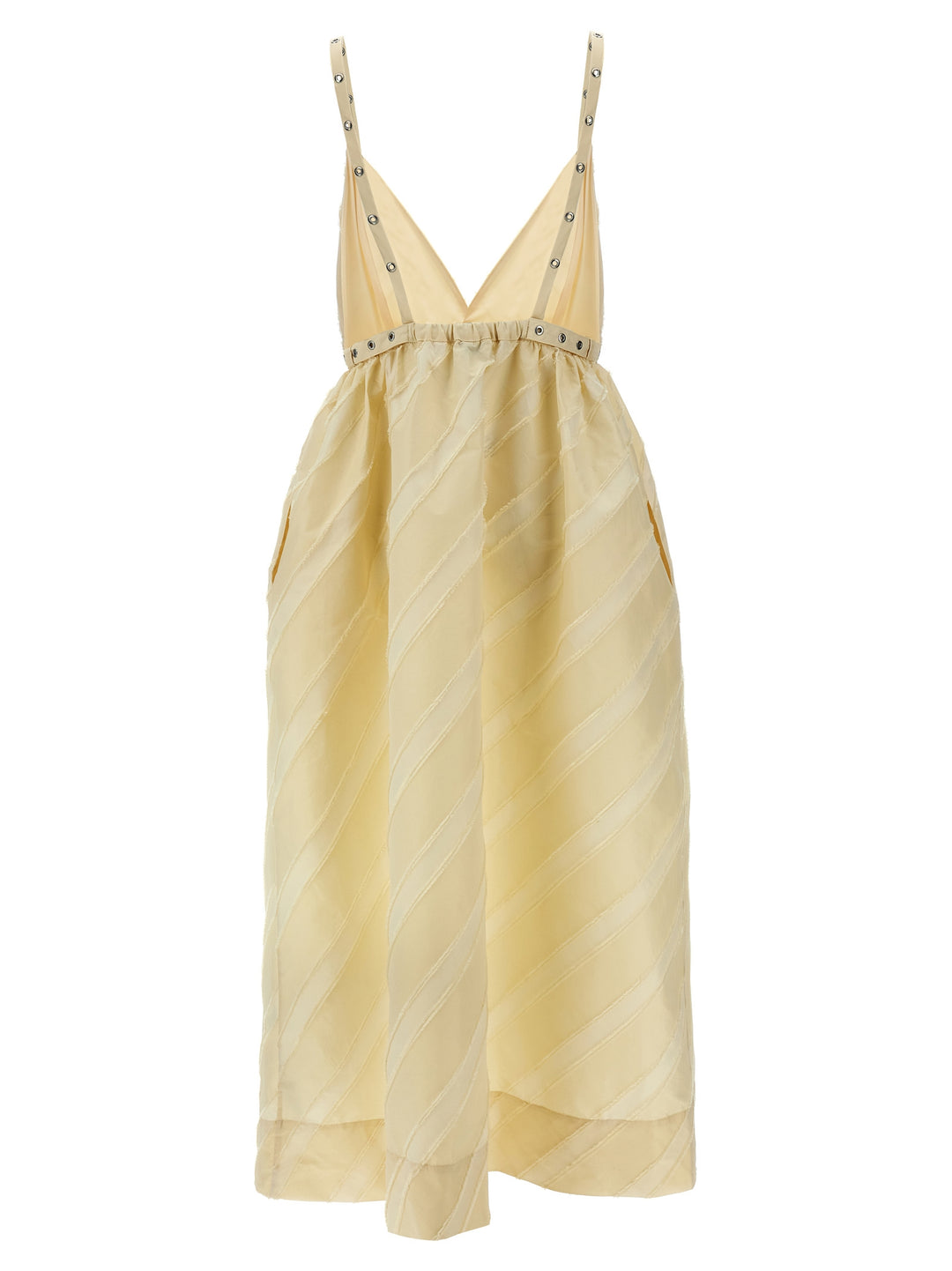 Off-White Stripe Strap Dresses Beige