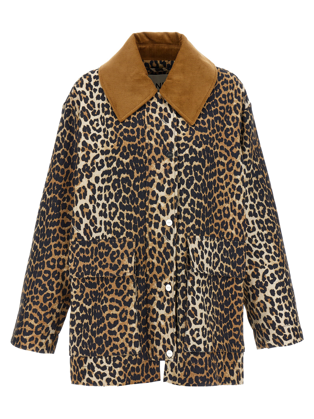 Ganni Leopard Printed Canvas Midi Puffer Jackets - Brown | 6fe77811ddc3c01ce2540028182521defe389266