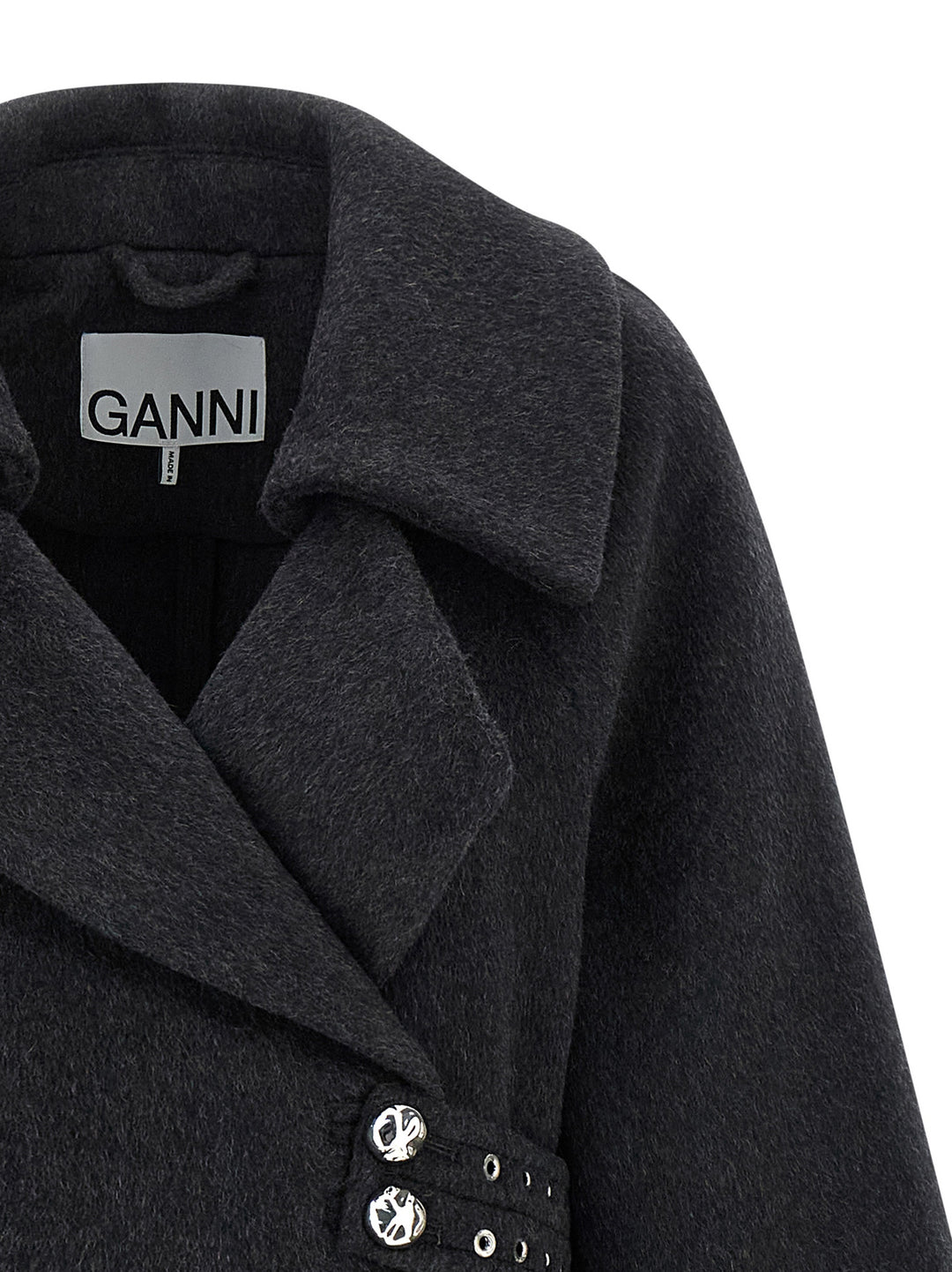 Ganni Wool Coat Coats and Trench Coats - Gray | fe373ad9ba2613aad8f60e7c31e1ecec3bb30c48