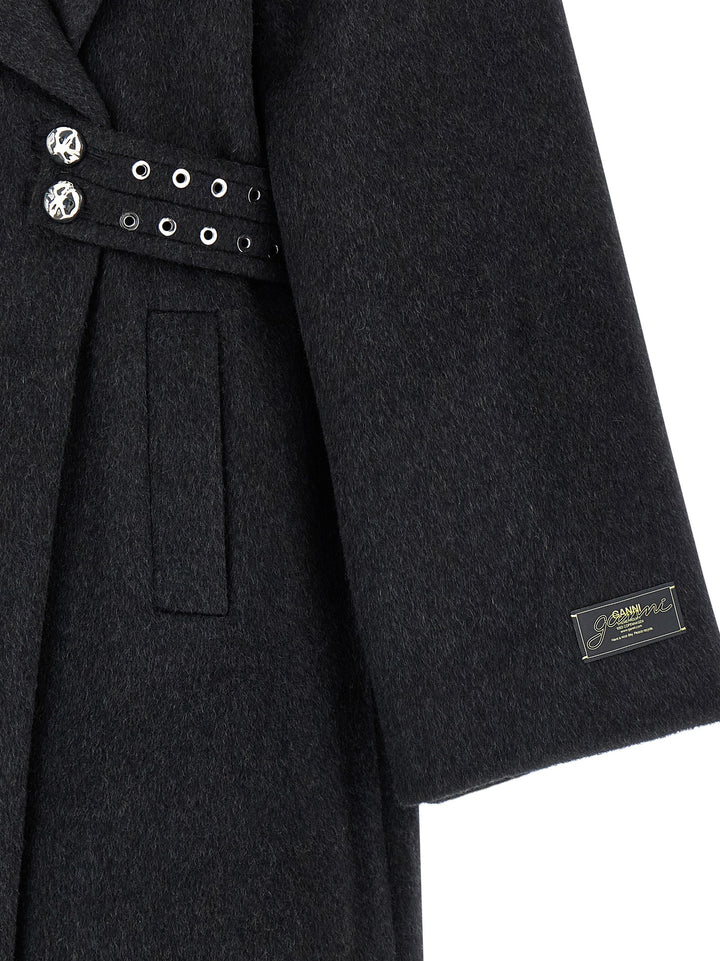 Ganni Wool Coat Coats and Trench Coats - Gray | 85a6f1fa033283cb20c557cb2e7f85243c0cd5ce