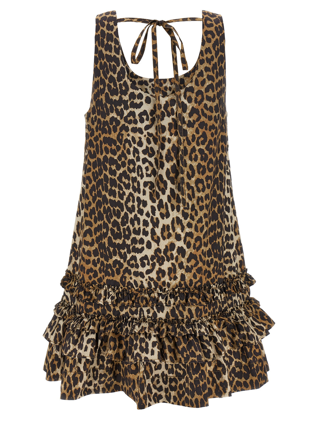 Ganni Leopard Cotton Poplin Mini Dresses - Brown | e9b796c68ef5a1be510299760dfbdb615b19d8eb