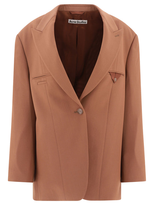 Single-Breasted Blazer Jackets And Coats Brown