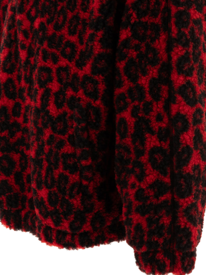 Alexander Mcqueen Leopard Print Fleece Jacket Jackets and Coats - Red | 08c061088309bbea114556f31625da7d9a107450