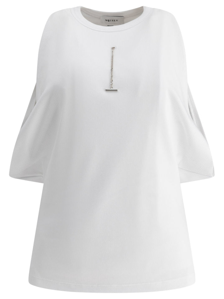Alexander Mcqueen Ribbed Top Tops - White | e151abd8b6c3e24e9f104d235c2bde1a79266be5