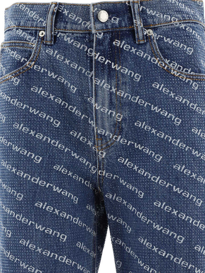 Alexander Wang With Logo Crystal Hotfix Jeans - Blue | 1a329d06a178abe91958d9430b07ad36cba1fea0