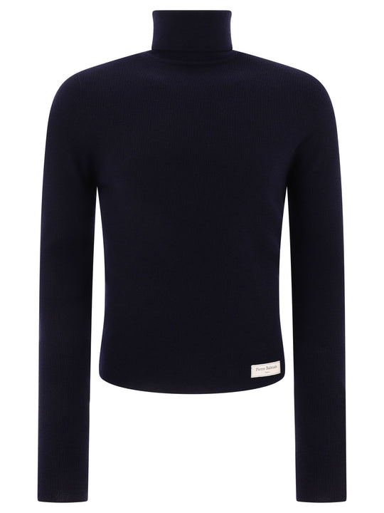 Sweater With Patch Logo Knitwear Blue