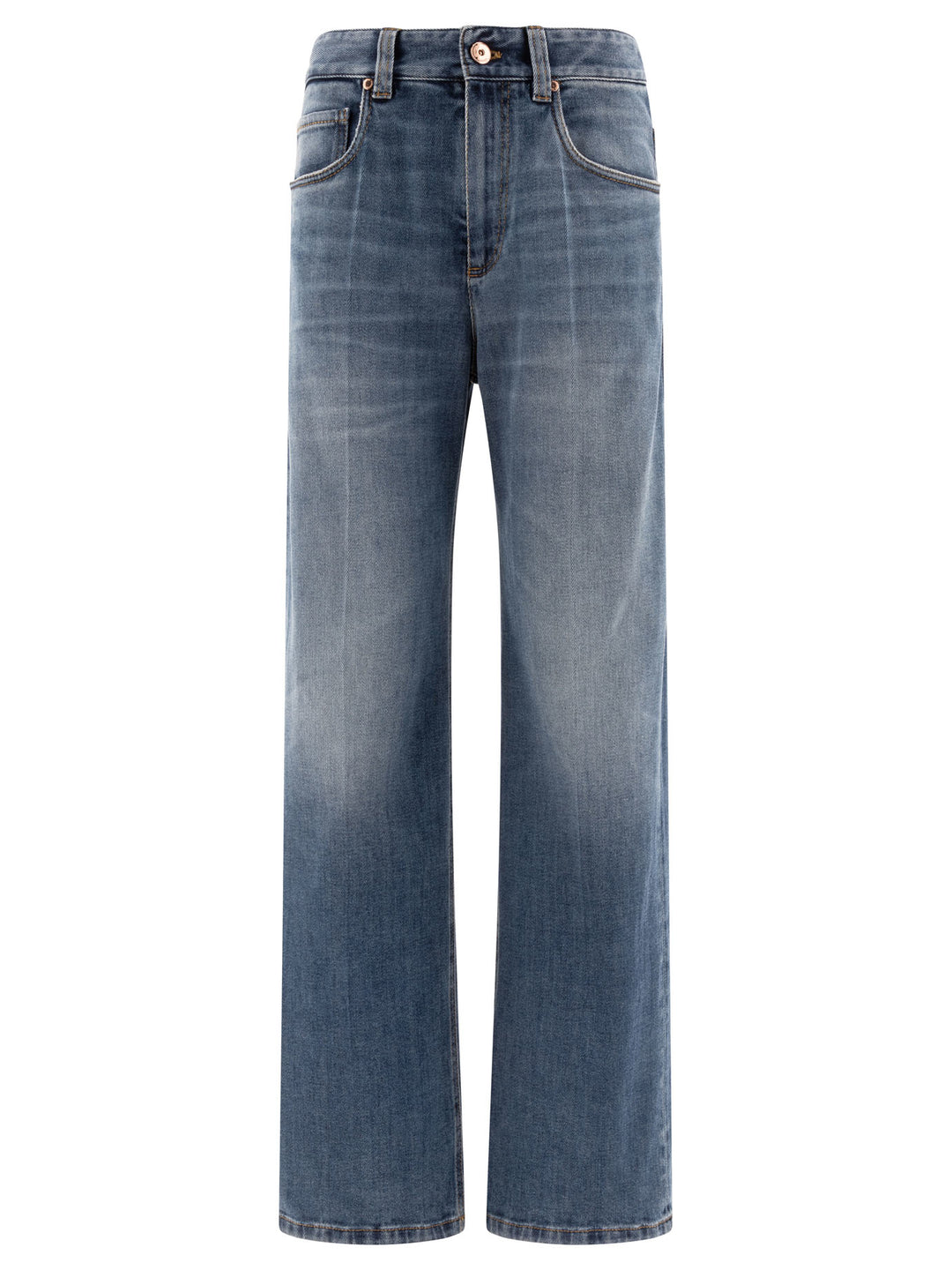 Brunello Cucinelli With Shiny Tab Jeans - Blue | cb75b160ba5896619a90972a15ad1801a31a4110