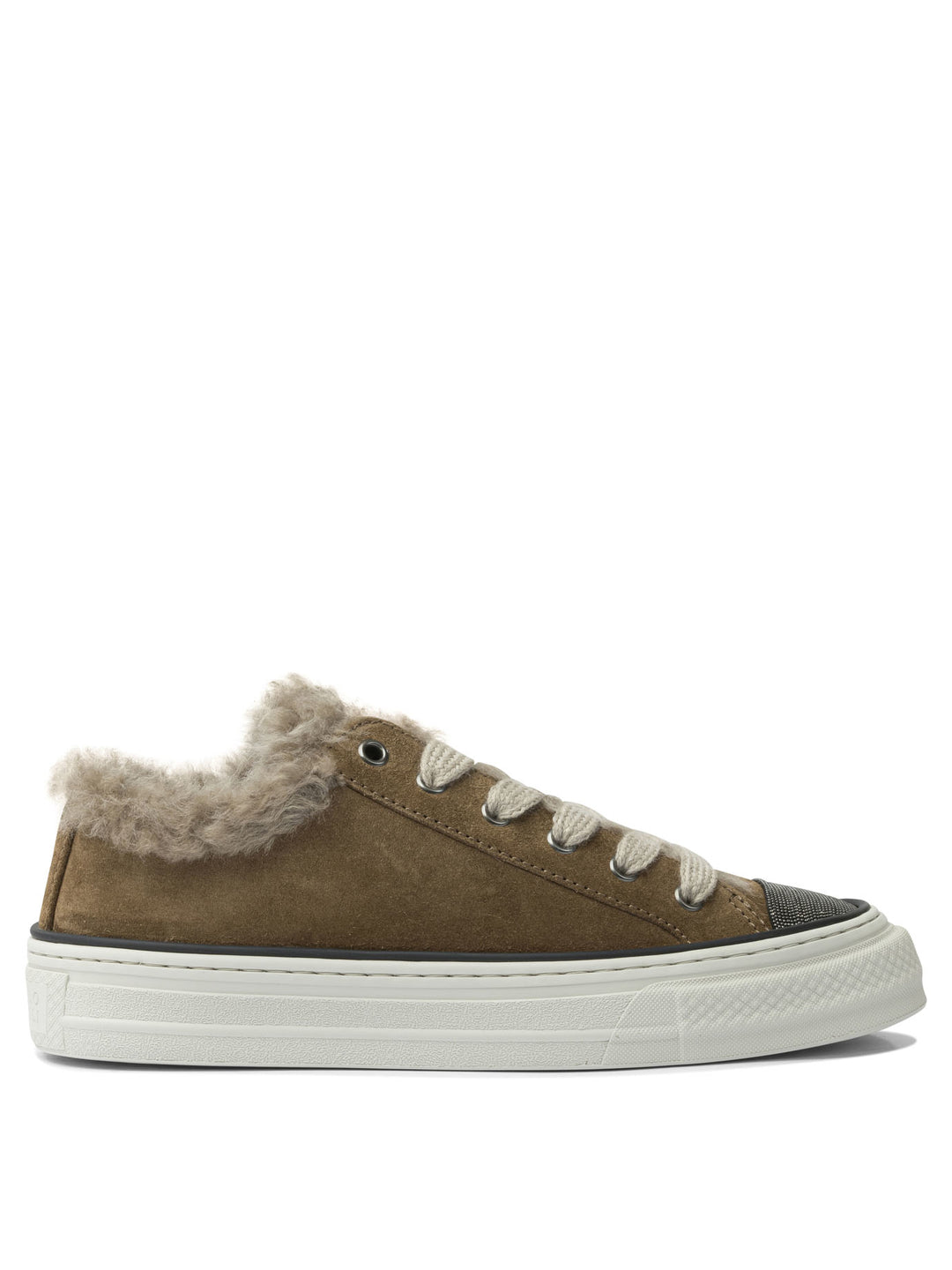 Brunello Cucinelli Suede Sneakers With Jewel Detailing Sneakers & Slip-On - Brown | c7bfcab938c368ab436786f369392dd9f9fa343e