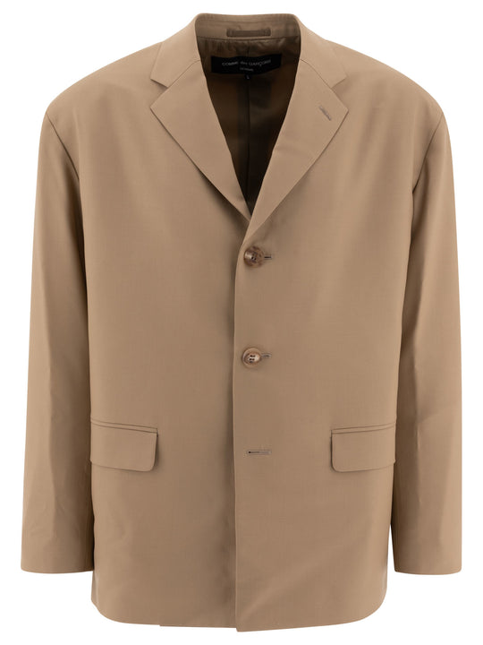 Single-Breasted Oversized Blazer Jackets And Coats Beige