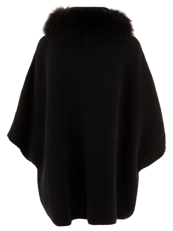 Giovi Wool And Cashmere Poncho Jackets and Coats - Black | 497cf3b26b18f73916aa44c99951879ff2dba0cb
