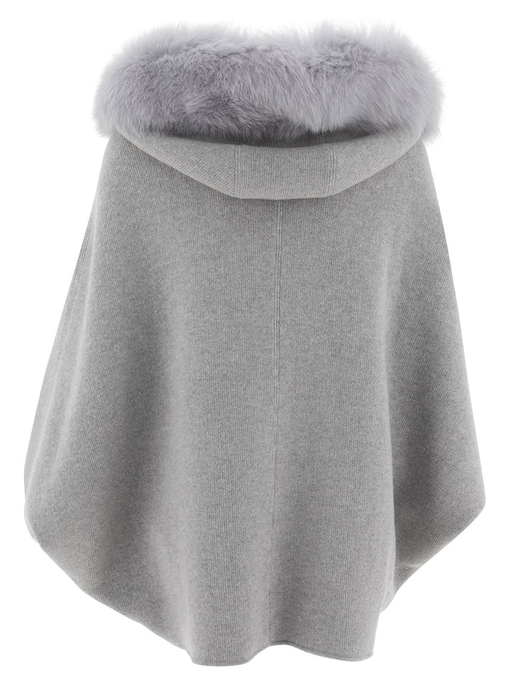 Giovi Wool And Cashmere Poncho Jackets and Coats - Grey | 6de83255fdcf80a1ab2fc68862ce13bb75f4755a
